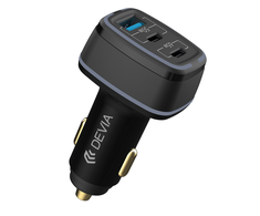 Devia automobilinis įkroviklis Extreme 115W 2x USB-C 1x USB juodos spalvos