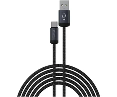 Devia kabelis Gracious EC649 USB - USB-C 1,0 m 2A juodos spalvos