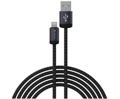 Devia kabelis Gracious EC650 USB - USB-C 1,0 m 2,4A juodos spalvos