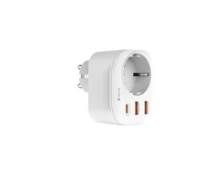Devia maitinimo lizdas PD įkroviklis 20W 1x USB-C 2x USB 3A baltos spalvos