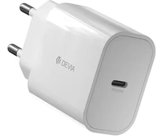 Devia Išmanusis kelioninis įkroviklis | 20W | PD | USB-C | su Lightning į USB-C kabeliu komplekte | baltas