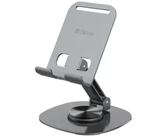 Devia sulankstomas telefono ir planšetės stovas EL243, besisukantis 360°, pilkas, metalinis