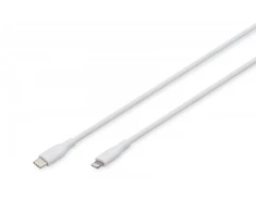 Digitus DIGIT USB silikoninis įkrovimo laidas, USB-C - Lightning 0,5m, USB 2.0, 60W, baltas