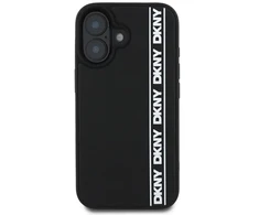DKNY 3D Rubber Repeat Logo Line Apple iPhone 16 dėklas telefonui juodos spalvos