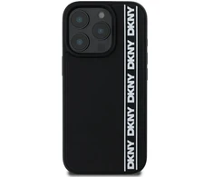 DKNY 3D Rubber Repeat Logo Line Apple iPhone 16 Pro Max dėklas telefonui juodos spalvos