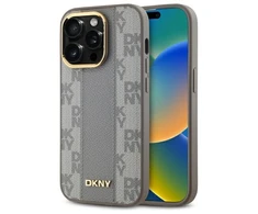 DKNY DKHMP14LPCPVSLE Apple iPhone 14 Pro 6.1" dėklas telefonui pilkos spalvos Leather Checkered Mono Pattern MagSafe