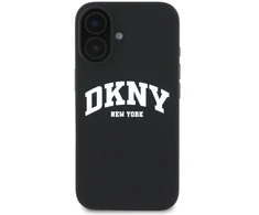 DKNY Liquid Silicone Arch Logo MagSafe Apple iPhone 16 Plus dėklas telefonui juodos spalvos