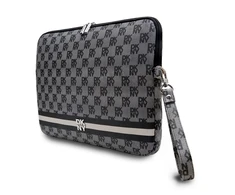DKNY PU Leather Checkered Pattern and Stripe dėklas nešiojamam kompiuteriui 13/14" juodos spalvos