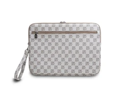 DKNY PU Leather Checkered Pattern and Stripe dėklas nešiojamam kompiuteriui 15/16" rusvai gelsvas