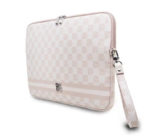 DKNY PU Leather Checkered Pattern and Stripe dėklas nešiojamam kompiuteriui 13/14" rožinės spalvos