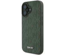 DKNY PU Leather Grid Pattern Magsafe Apple iPhone 16 dėklas telefonui žalios spalvos