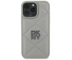 DKNY PU Leather Quilted Stack Logo Apple iPhone 16 Pro Max dėklas telefonui pilkos spalvos