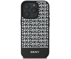 DKNY PU Leather Repeat Pattern Bottom Stripe MagSafe Apple iPhone 16 Pro dėklas telefonui juodos spalvos