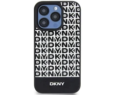 DKNY PU Leather Repeat Pattern Bottom Stripe MagSafe dėklas telefonui Apple iPhone 14 Pro juodos spalvos