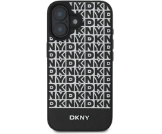DKNY PU Leather Repeat Pattern Bottom Stripe MagSafe Apple iPhone 16 Plus dėklas telefonui juodos spalvos