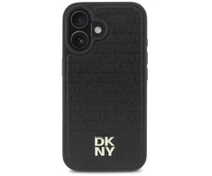 DKNY PU Leather Repeat Pattern Stack Logo MagSafe Apple iPhone 16 Plus dėklas telefonui juodos spalvos