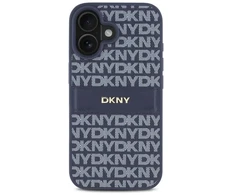 DKNY PU Leather Repeat Pattern Tonal Stripe Apple iPhone 16 dėklas telefonui mėlynos spalvos