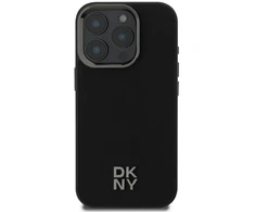 DKNY PU Leather Stack Logo Magsafe Apple iPhone 16 Pro dėklas telefonui juodos spalvos