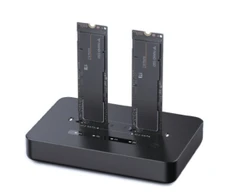 „Gembird DD2-U3M2“ darbalaukio dviejų diskų USB Type-C M.2 NVME (ir SATA) SSD prijungimo stotelė, juoda