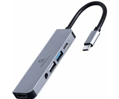 GEMBIRD A-CM-COMBO5-02 kelių prievadų adapteris C tipo USB 5in1 šakotuvas + HDMI + PD + stereofoninis garsas