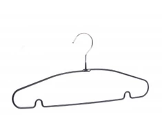 Home4You Drabužių pakaba, 3 vnt. rinkinyje, neslystantis metalas, juoda PVC danga