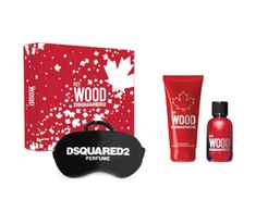 Dsquared2 Raudona Wood rinkinys moterims (EDT, 50 ml + dušo želė, 100 ml + miego kaukė)