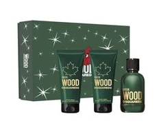 Dsquared2 Žalias Wood rinkinys vyrams (EDT, 100 ml + dušo želė, 100 ml + balzamas po skutimosi, 100 ml)