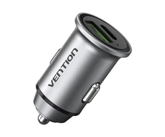 Vention Dviejų prievadų automobilinio įkroviklio ventiliacija FFBH0 USB A+C(18/20) Pilka