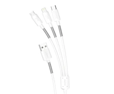 Dudao 3in1 USB laidas – Lightning / USB Type C / micro USB 1.2m 4A baltas (L8s baltas)