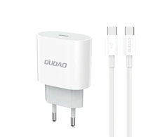 Dudao A14EUC PD 20W USB-C laidinis įkroviklis su kabelis – baltos spalvos