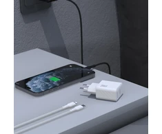 Dudao A26LEU PD 20W GaN USB-C sieninis įkroviklis su USB-C–Lightning laidu - Juodas