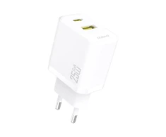 Dudao A26T GaN 25W USB-A, USB-C įkroviklis – baltos spalvos