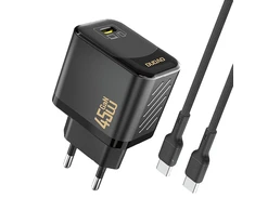 Dudao A28C 45W GaN laidinis įkroviklis + USB-C kabelis – juodos spalvos
