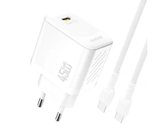 Dudao A28C 45W GaN laidinis įkroviklis + USB-C kabelis – baltos spalvos