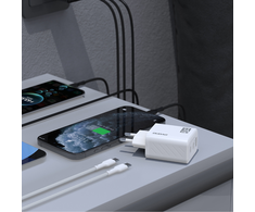 Dudao A29C 65W GaN laidinis įkroviklis + USB-C kabelis – baltos spalvos