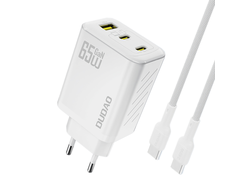 Dudao A29C 65W GaN laidinis įkroviklis + USB-C kabelis – baltos spalvos