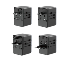 Dudao A65Pro 65W EU / US / JP / AUS / UK travel adapter 2x USB-C 2x USB-A - juodos spalvos