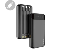 Dudao talpus maitinimo blokas su 3 įmontuotu kabeliu 20000mAh USB Type C + micro USB + Lightning Juodos spalvos (Dudao K6Pro +)