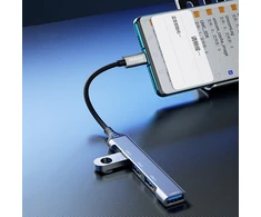 Dudao HUB 4in1 USB-C – 4x USB-A (3 x USB2.0 / USB3.0) 6.3cm juodos spalvos (A16T)