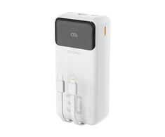 Dudao K15Max 30000mAh PD 22.5W išorinė baterija su USB-C ir Lightning laidais - Baltas