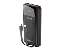 Dudao K15Pro Power Bank 20000mAh 22,5W PD USB-C / USB-A / Integruoti Lightning ir USB-C laidai – juodi