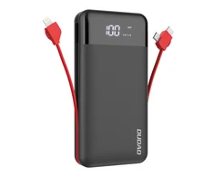 Išorinė baterija Power Bank Dudao K1Pro su įmontuotais laidais MicroUSB+Type-C+Lightning 20000mAh juoda