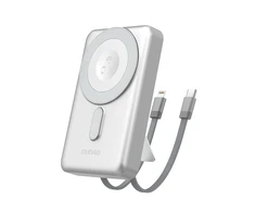Dudao K29 10000mAh PD 20W MagSafe Powerbank with Metal Case, Stand and Built-in USB-C/ Lightning Cables – sidabro spalvos