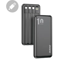 Dudao K6Pro Universal 10000mAh Power Bank su USB kabelis, USB Type C, Lightning baltos spalvos (K6Pro-baltos spalvos)