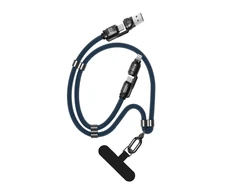 Dudao L20Max 65W 4 viename laidas su dirželiu, USB-C į USB-C su „Lightning“ ir USB-A adapteriai - Mėlyna