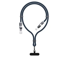 Dudao L20Max 65W 4 viename laidas su dirželiu, USB-C į USB-C su „Lightning“ ir USB-A adapteriai - Mėlyna
