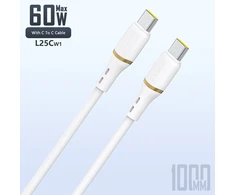 Dudao L25C USB-C - USB-C Silicone Cable 60W 1m - Baltas