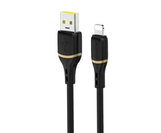 Dudao L25L 30W USB-A - Lightning kabelis su minkštu silikoniniu apvadu Lightning 1m - Juodas