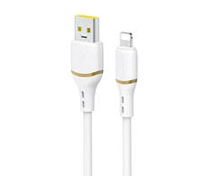 Dudao L25L USB-A - Lightning kabelis 1 m 30 W su minkštu silikoniniu apvadu - baltas