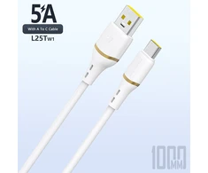 Dudao L25T USB-A - USB-C Silicone Cable 5A 1m - Baltas